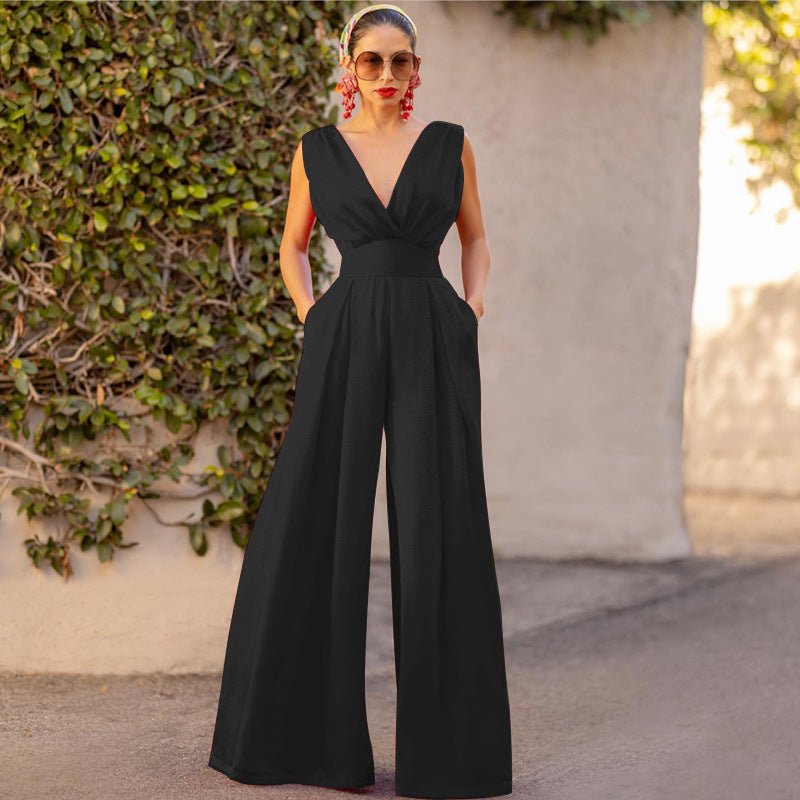 Black Slim Fit High Waist Wide leg Jumpsuit