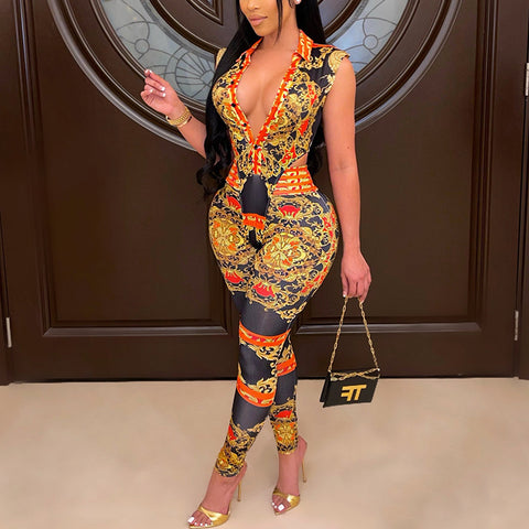 Yellow Mandala Print Tops and High Waist Pants Sets