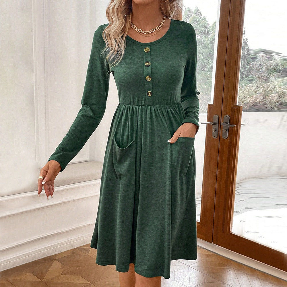 A-line Knitted Long Sleeved Dress