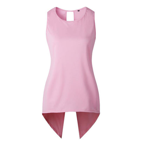 Pink Cross-back Sleeveless Womens Tops