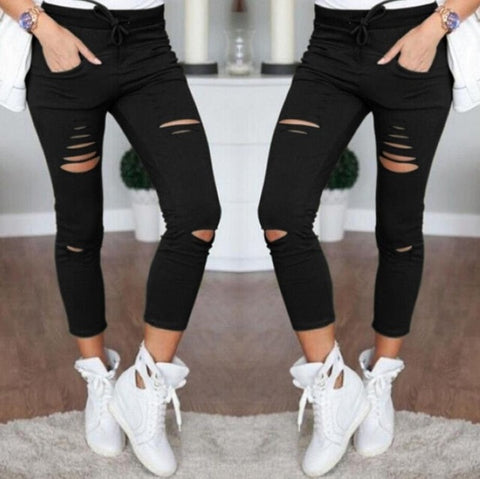 Black Skinny Stretch Ripped Jeans