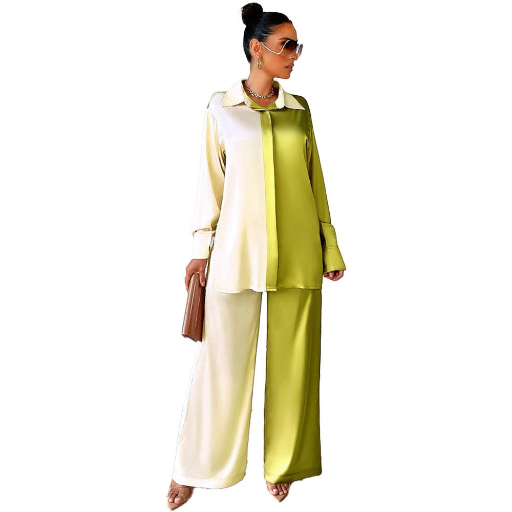 Yellow Luna Casual Silk Shirt and Trousers Outfit