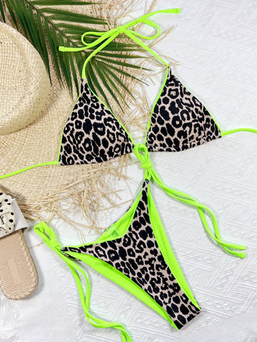  Leopard Print Triangle Bag Bikini