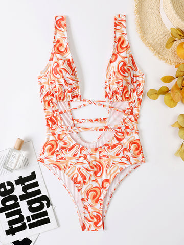 Orange Elegance One-Piece Swimwear