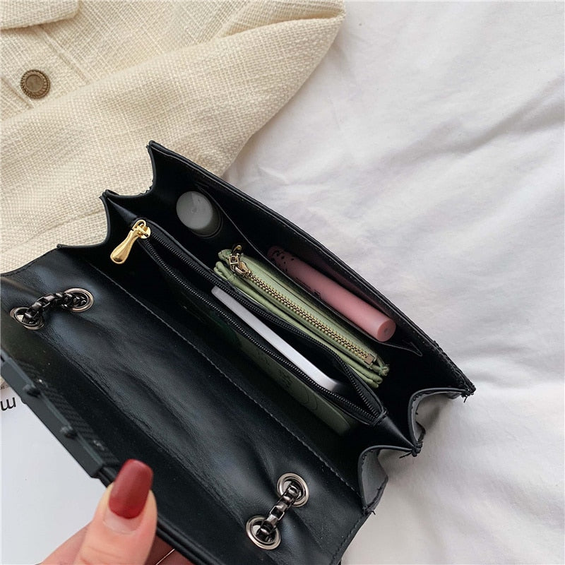 Inside details Rivets PU Leather Chain Strap Women Bags