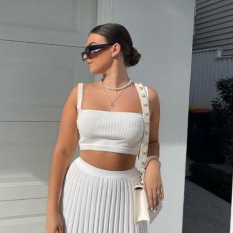 White Ribbed Tank Top