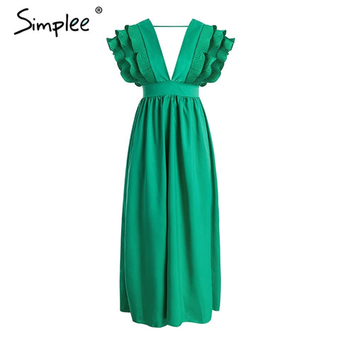 Green Ava's Allure Ruffle Sleeve Dress