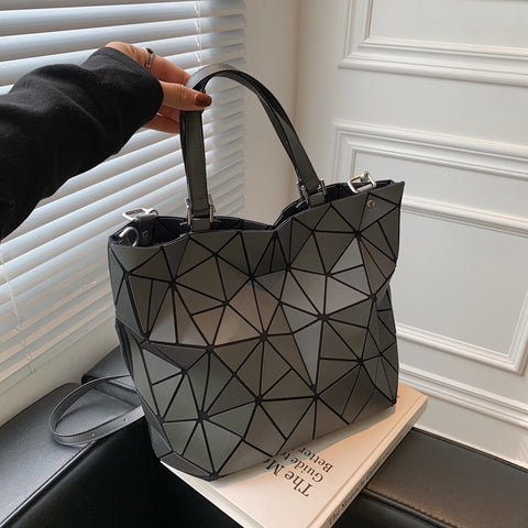 Gray Geometric Marvel Handbag