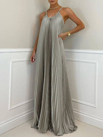 Silver Gray Elegant Sexy Pleated Beach Dresses