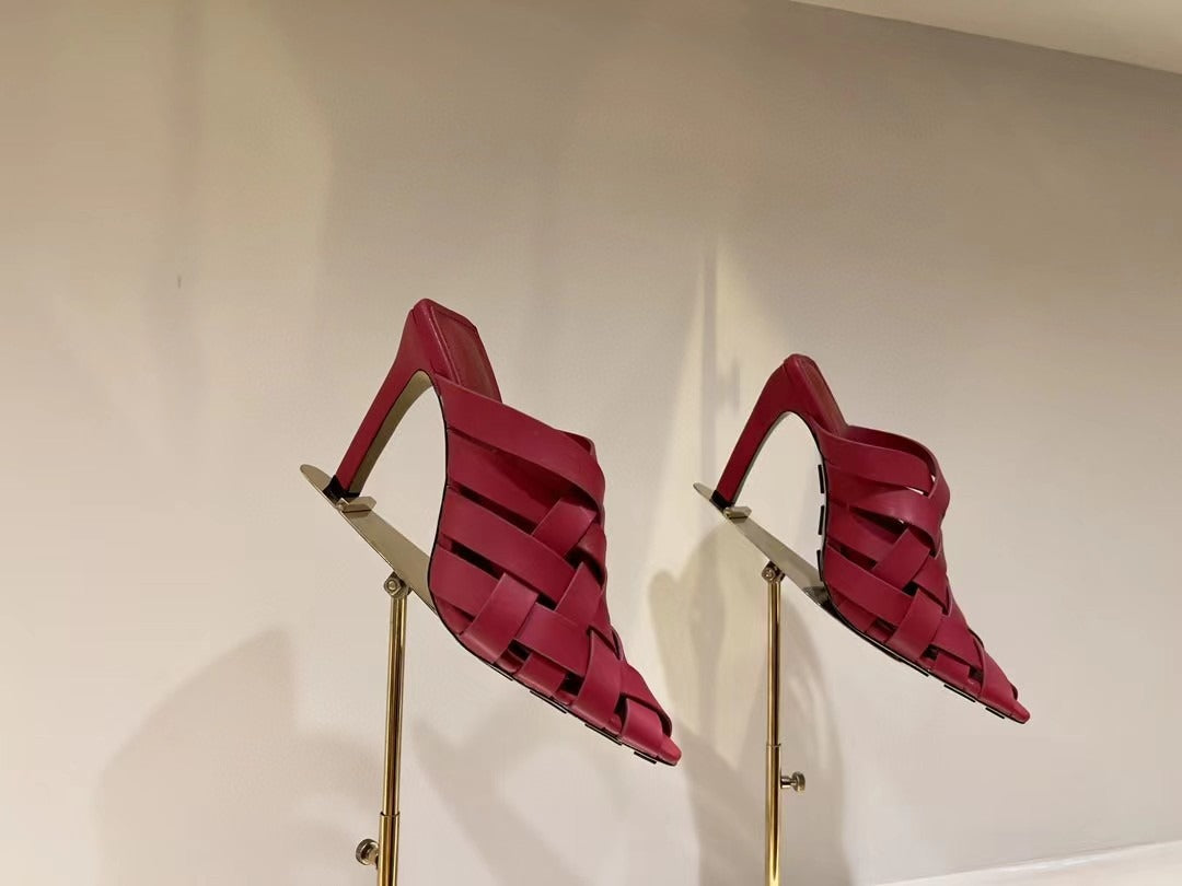 Brick Red Woven Artistry in Every Step Heels