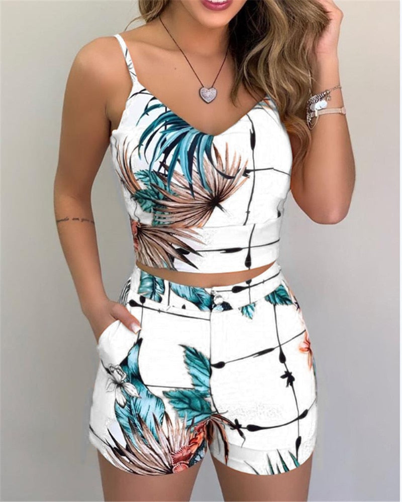  White Adriana Two-piece Summer Outfit Set
