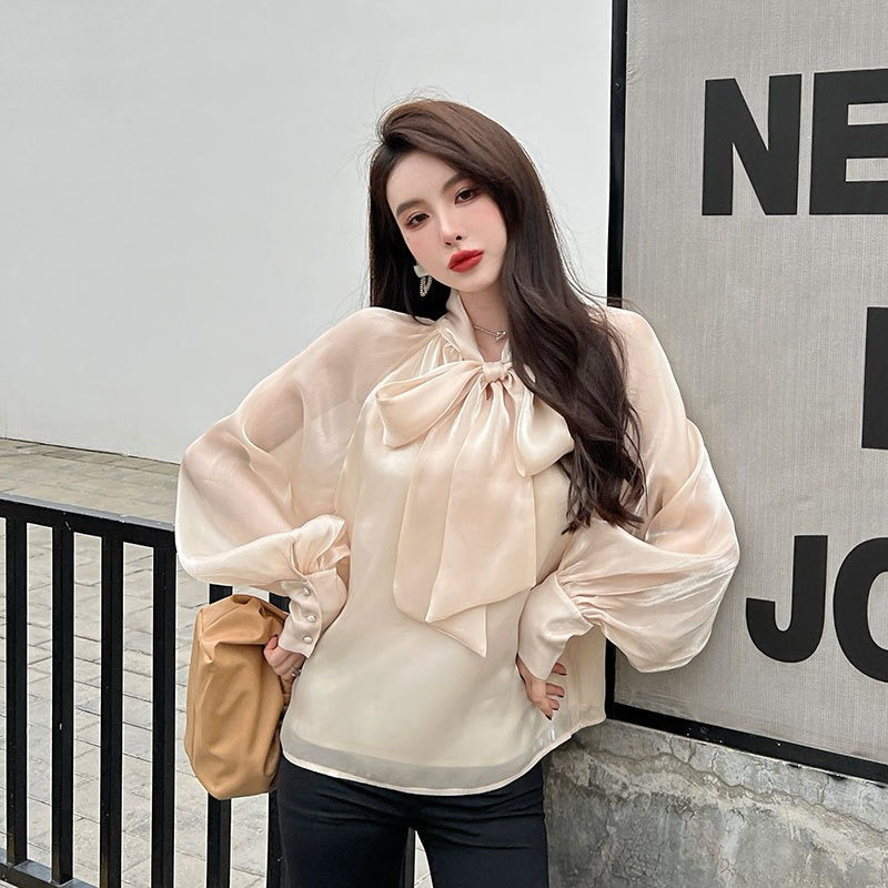 Apricot Pearlescent Chiffon Shirt Design