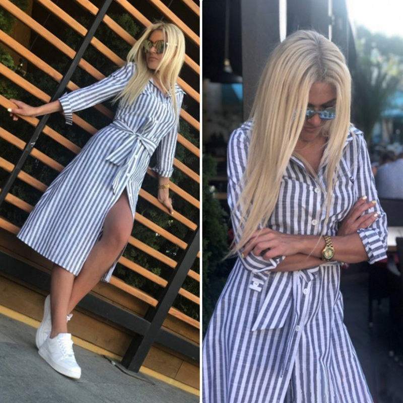 Timeless Charm Blue Striped Dress