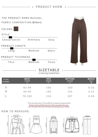Cross My Heart Wide Leg Pants for Women Size Chart