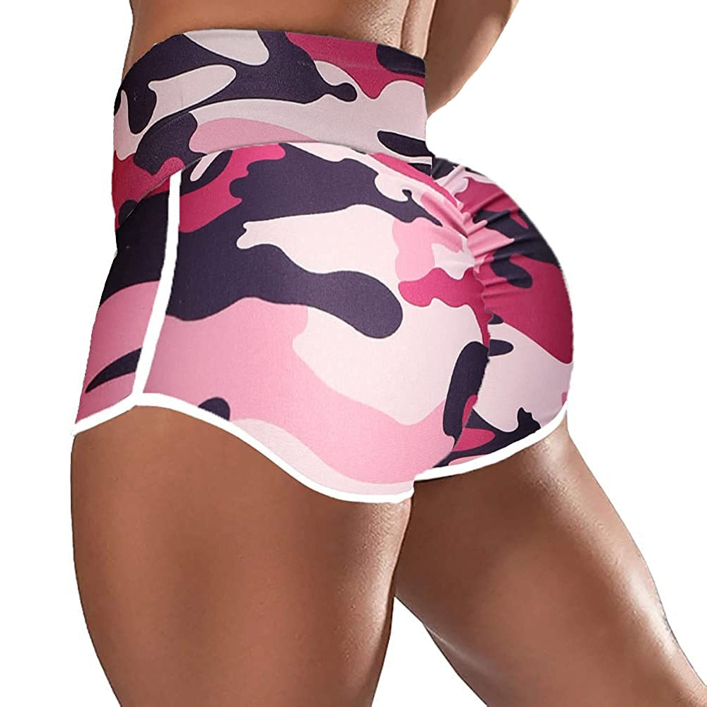 Camouflage Pink High Waist Seamless Yoga Shorts