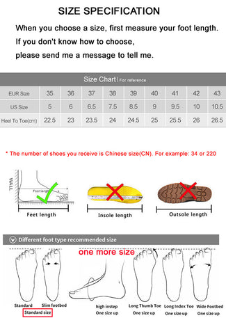 Fashionista Sandals size chart