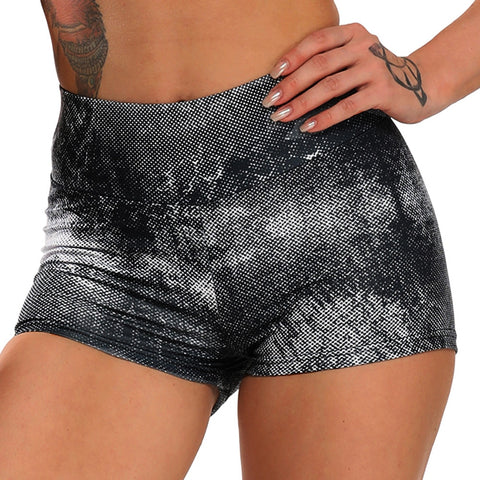 Gray printed High Waist Seamless Yoga Shorts