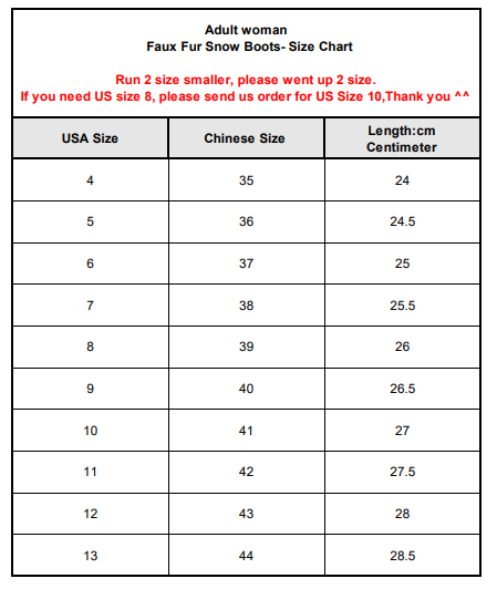 Fur/Bubble Jacket and Boots Set size chart