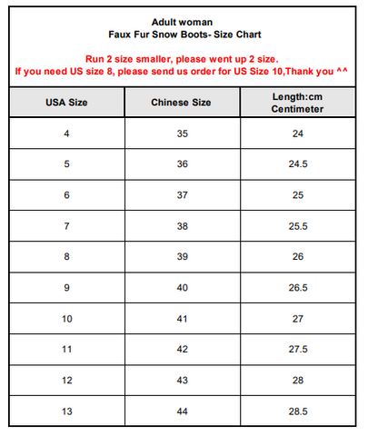 Fur/Bubble Jacket and Boots Set size chart