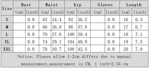 Hot Stuff Swimsuit Set size chart