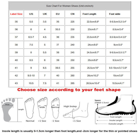 Style Flat Sandals size chart