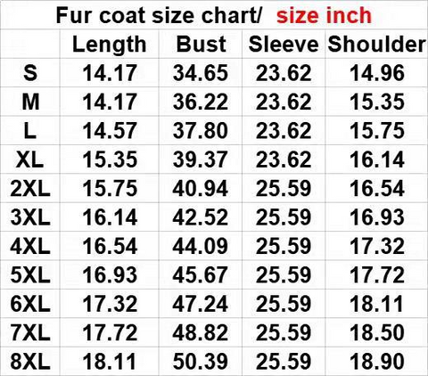Fur/Bubble Jacket and Boots Set size chart