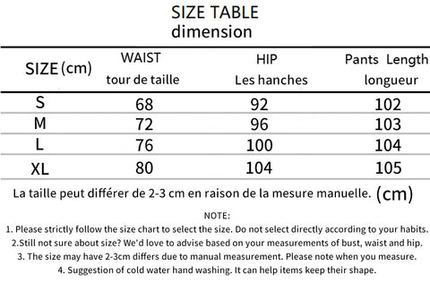 Womens Multi Pocket Cargo Pants Size Chart