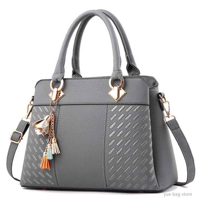 Light Gray PU Leather Top-Handle, Crossbody or Shoulder Bag