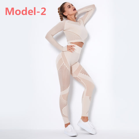 Gym Mesh Leggings and Shirts Suit
