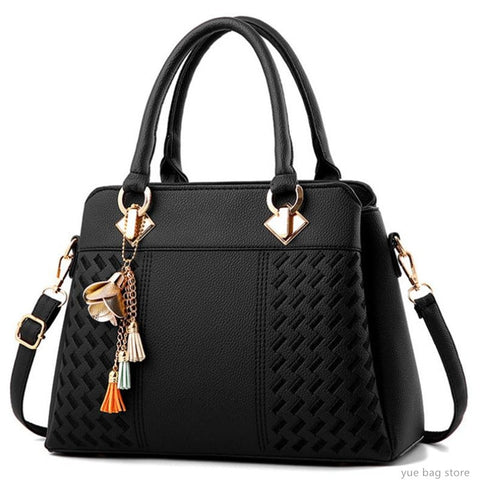 Black PU Leather Top-Handle, Crossbody or Shoulder Bag