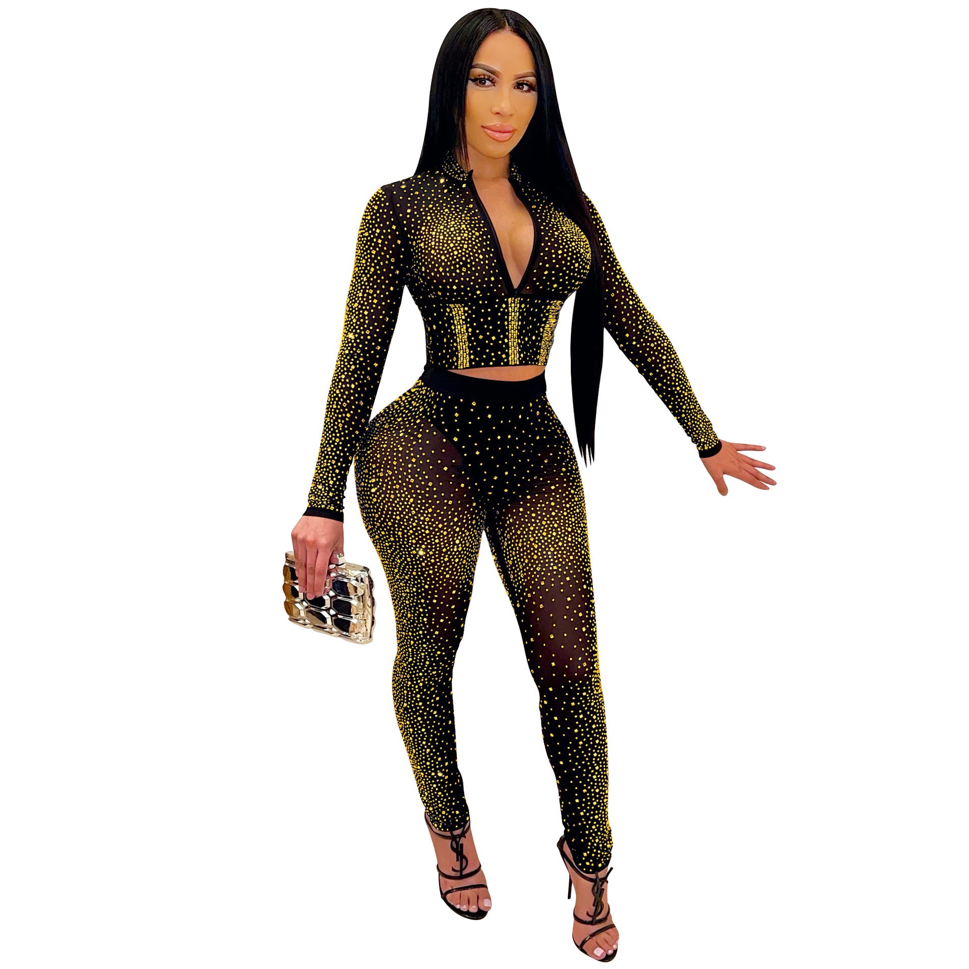 Gold Diamonds Fashion Mesh Outfit Sets
