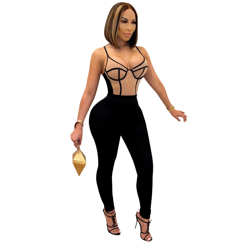 Apricot Taylor Tight-fitting Jumpsuit With Suspenders