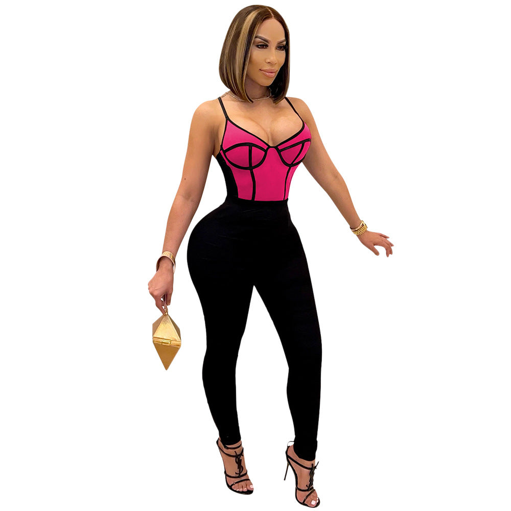 Rose Pink Taylor Tight-fitting Jumpsuit With Suspender