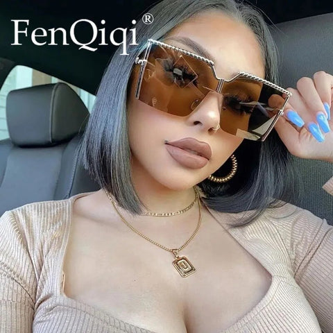 Square Semi-Rimless Women Sunglasses