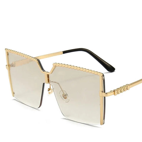 Silver Square Semi-Rimless Women Sunglasses