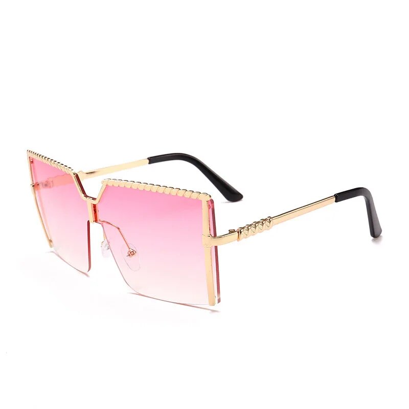 Pink  Square Semi-Rimless Women Sunglasses