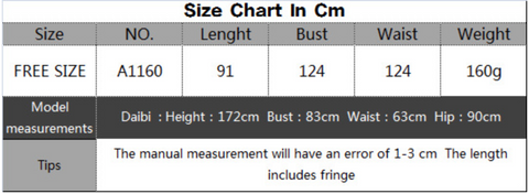 Crochet Backless Beach Cover Up Swimwear size chart