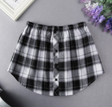 Black- White Priscilla Plaid Mini Skirts Over Pants