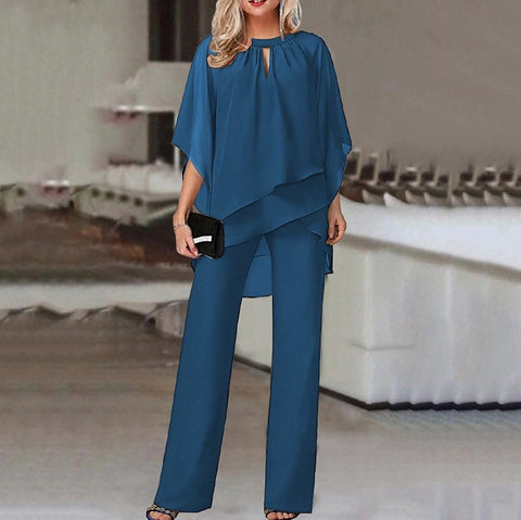 Blue Lucy Loose Irregular Top Casual Outfit