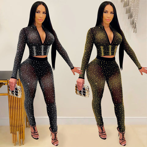 Silver and Gold Diamonds Fashion Mesh Outfit Sets