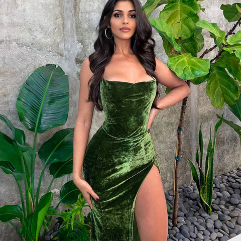 Emerald Mid-waist Evening Dress