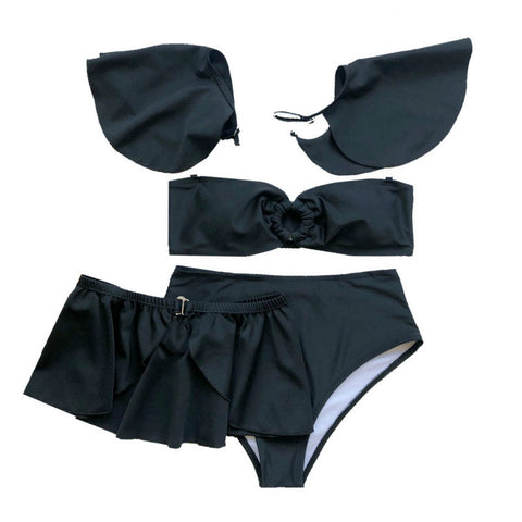 Black Stylish Sarah's Four-Piece Set Swimwear