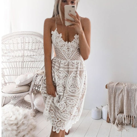 White Black Vintage Lace Charm Dress