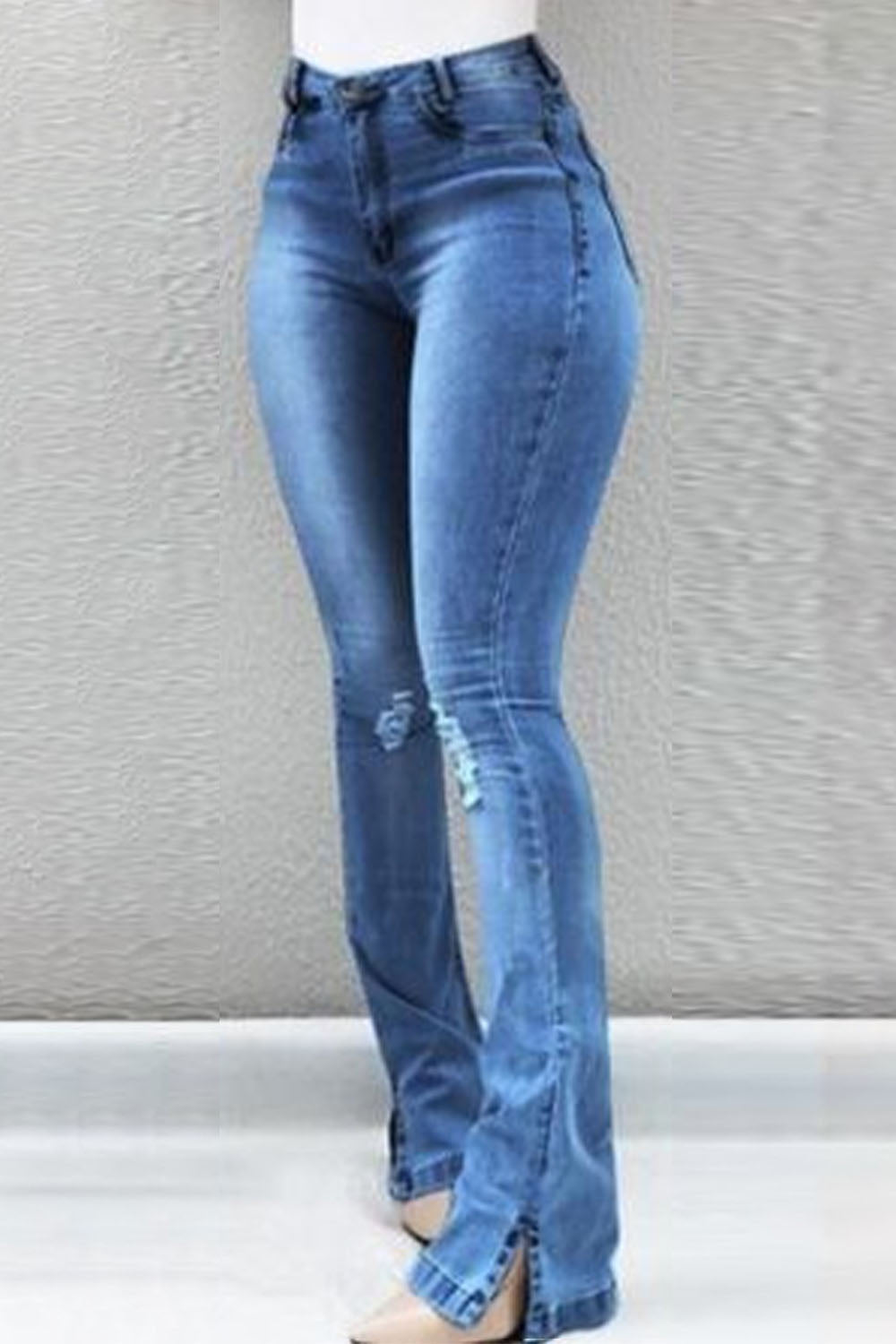 Medium Flared Slit-Enhanced Skinny Jeans