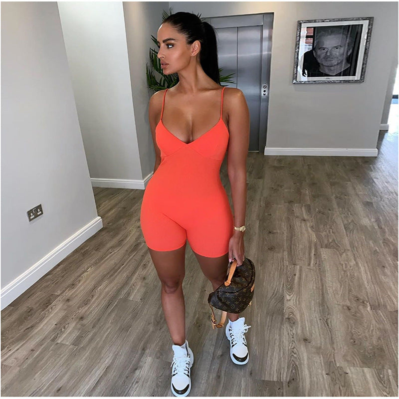 Sleeveless Cleavage Bodycon Rompers