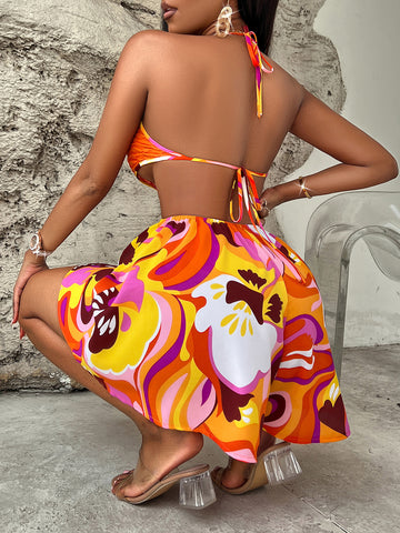 Orange 70's Retro Mini Dress
