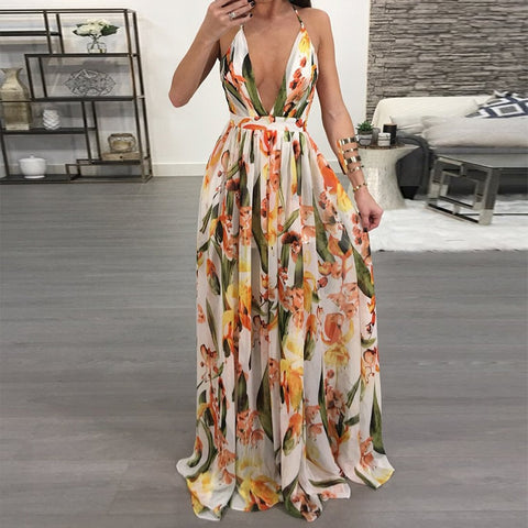Summer Boho Style Maxi Dress Dark Yellow