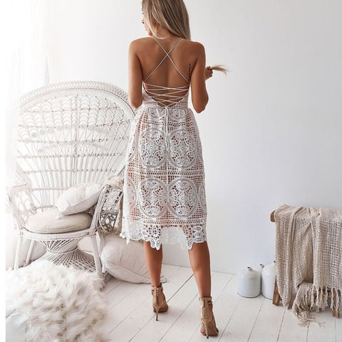 White Black Vintage Lace Charm Dress