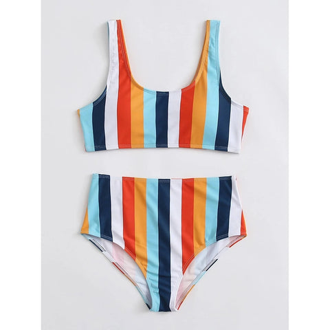 Simply Striped High Waist Swimsuit