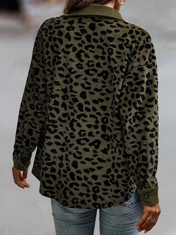 Women Leopard Buttoned Jacket